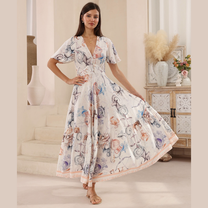 Star Sign Print MAXI DRESS