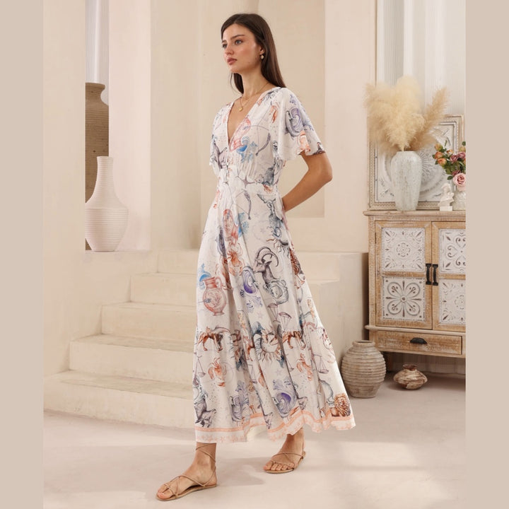 Star Sign Print MAXI DRESS