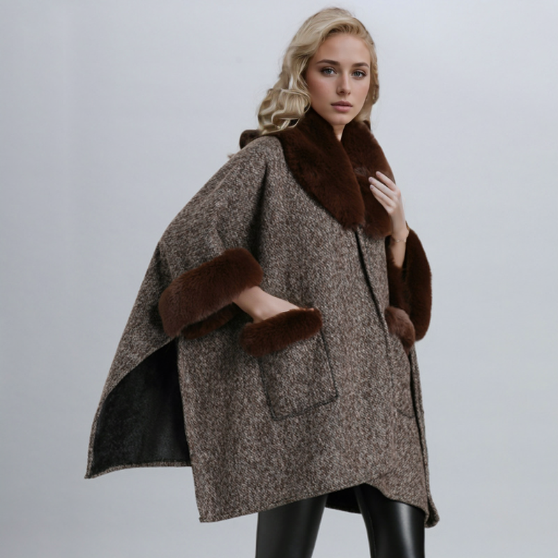 Fur Cape In Brown