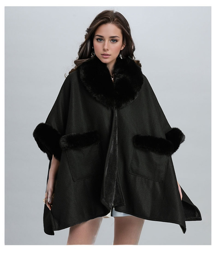 Fur Cape In Black