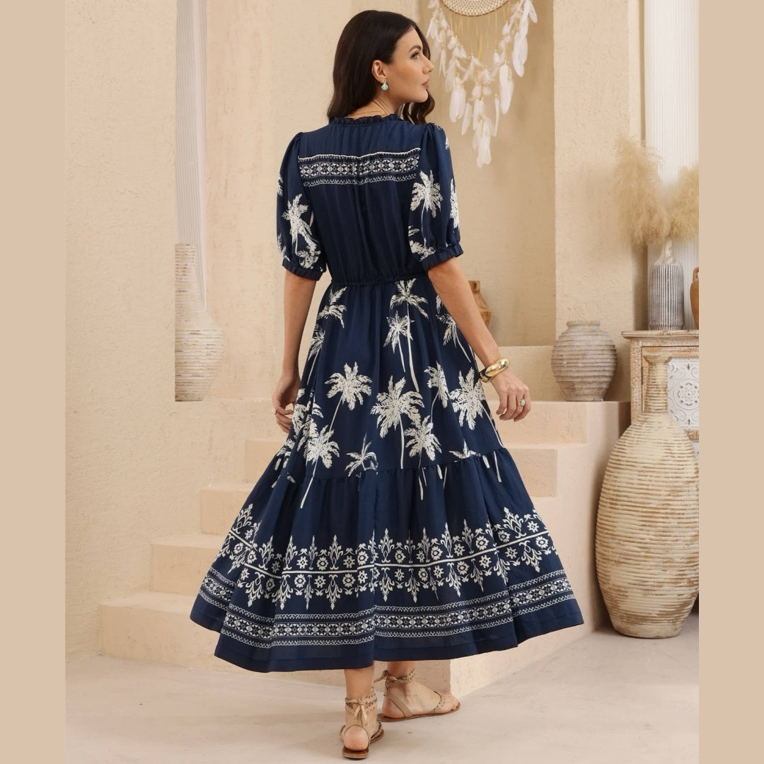 Midnight Palm Maxi Dress