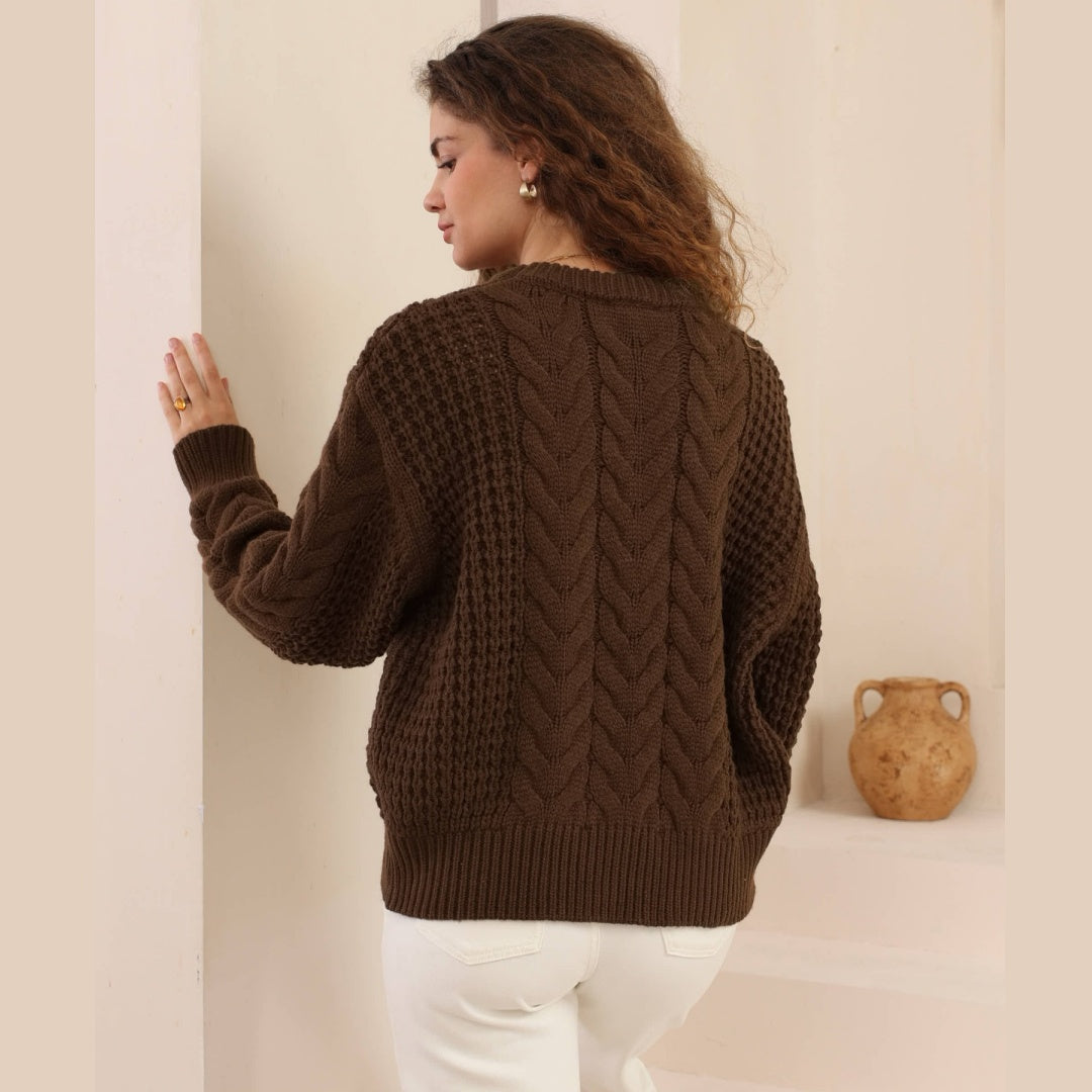Cozy Whisper Cable Knit - Chocolate Brown