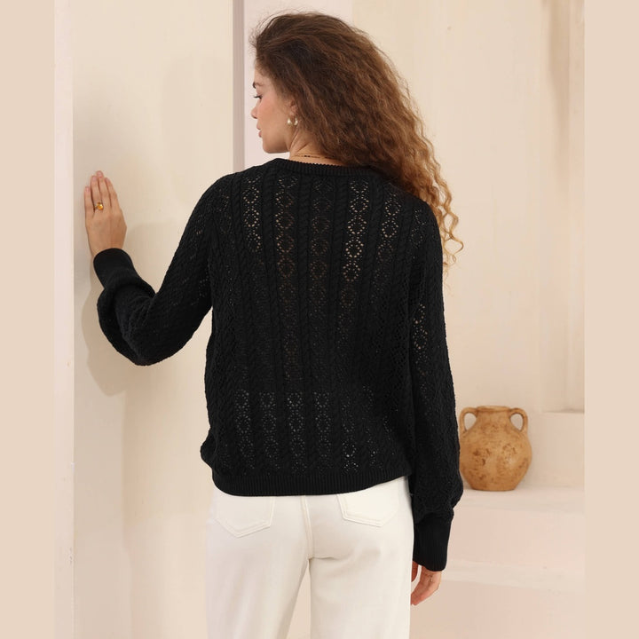 Luna Lace Knit Sweater – Black
