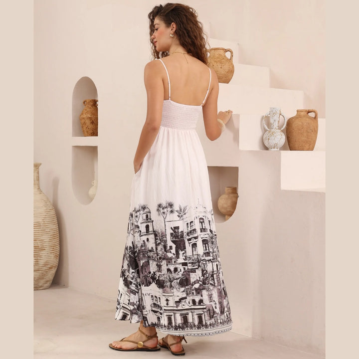 Black Abstract  Spaghetti Strap Abstract  Dress