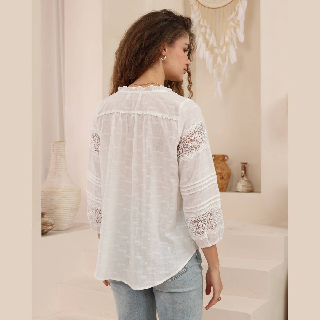 Whisper Lace Blouse-Ivory