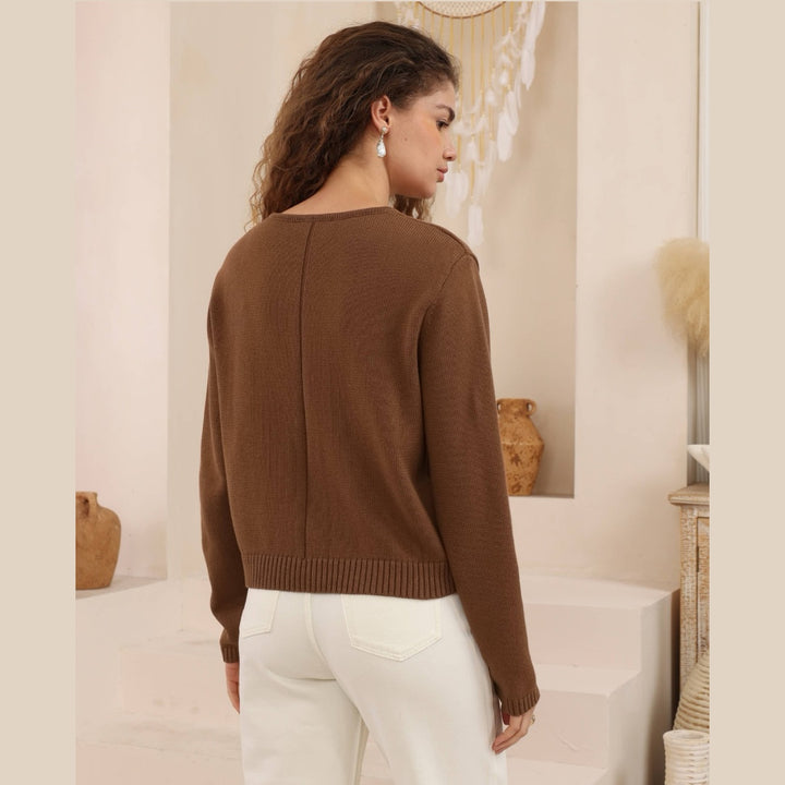 Molly Lightweight Cotton Blend Cardi - Brown