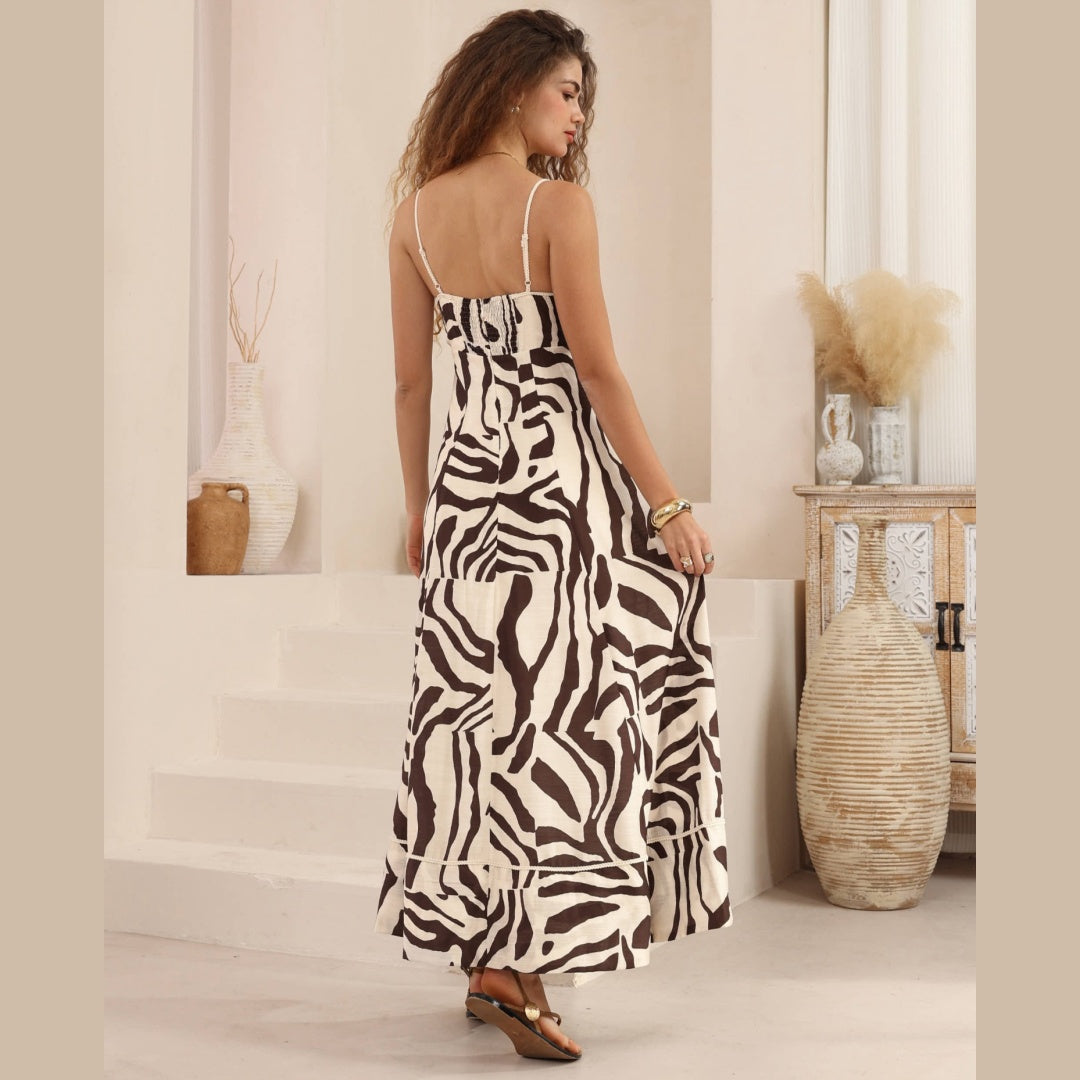 JAZ Brown Strip Maxi Dress