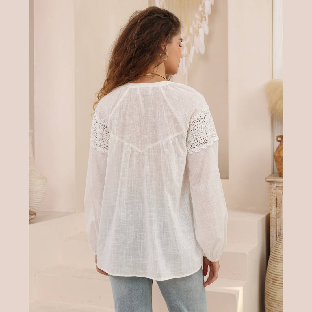 Luna Lace Blouse - White