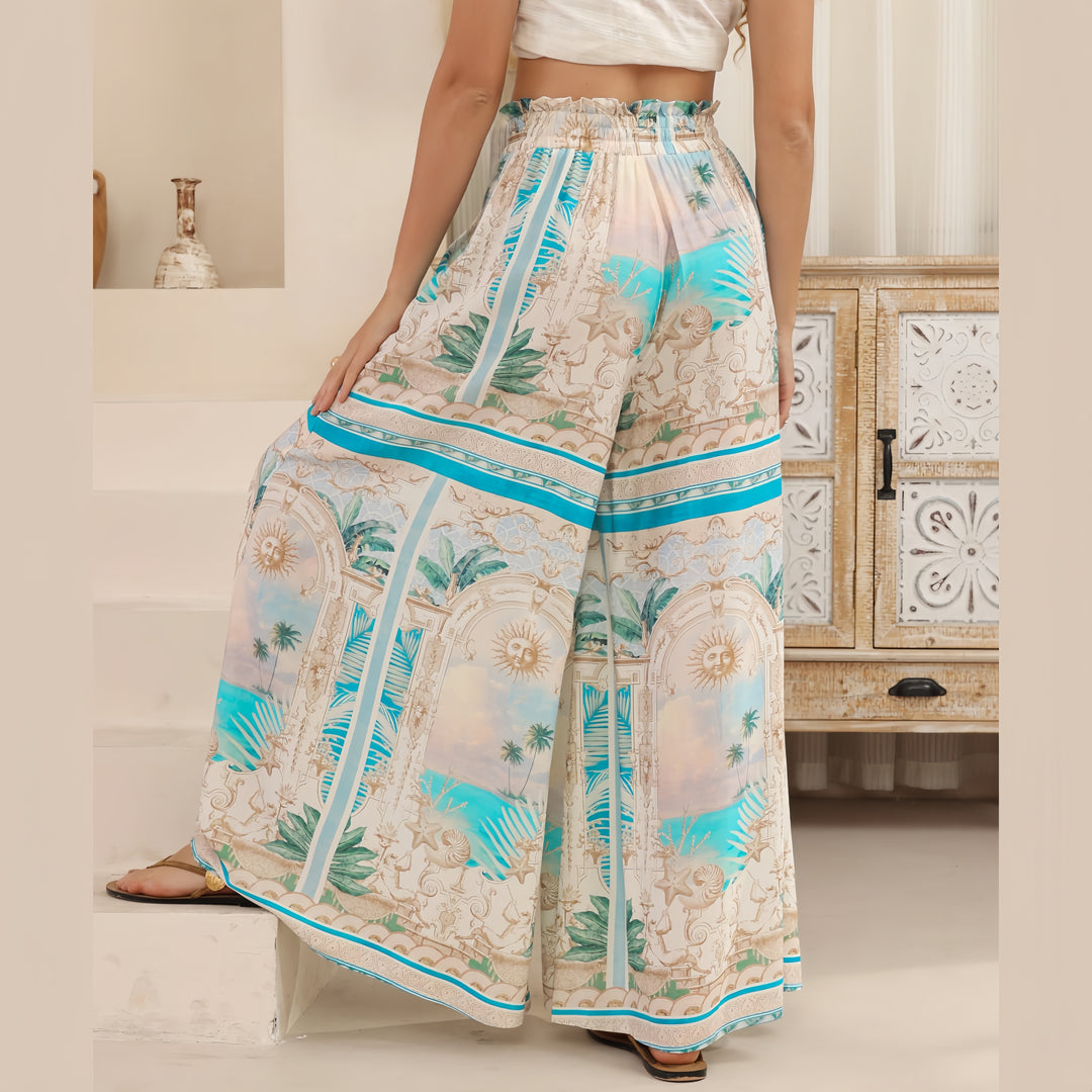 Coastal Mirage High Waisted Wide Leg Pants