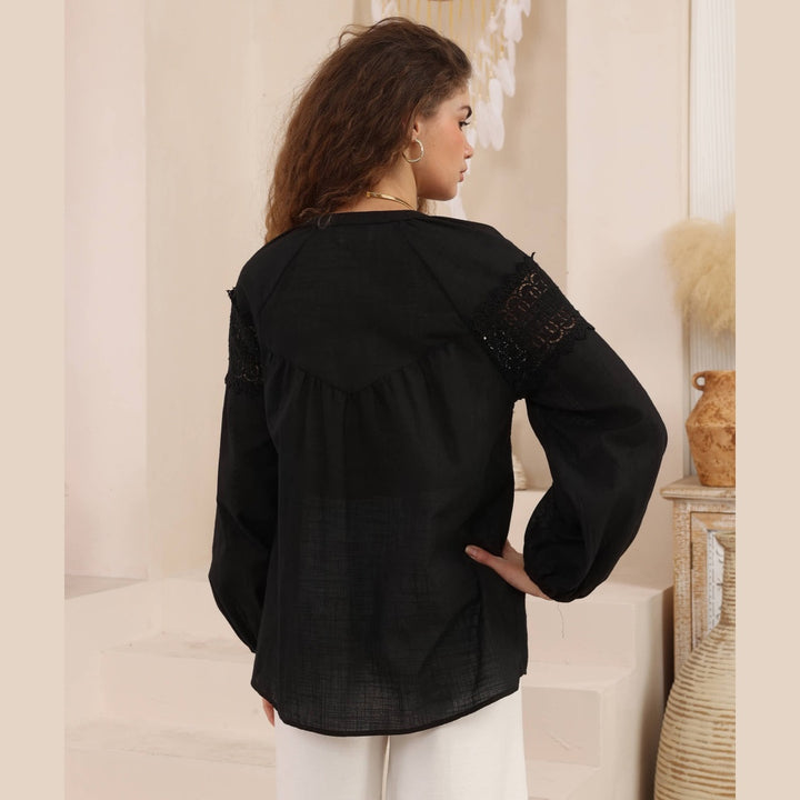 Luna Lace Blouse - Black