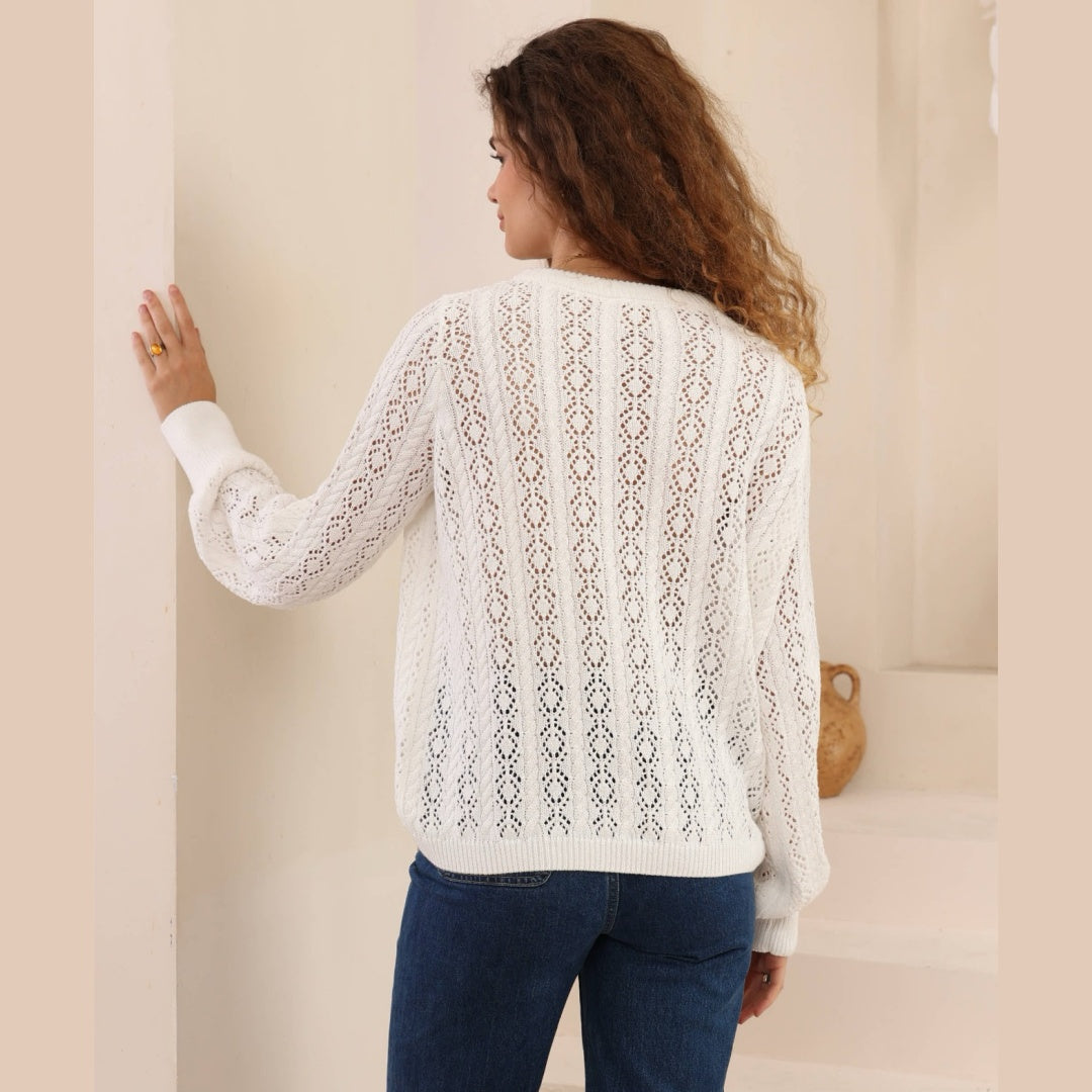 Luna Lace Knit Sweater – Ivory
