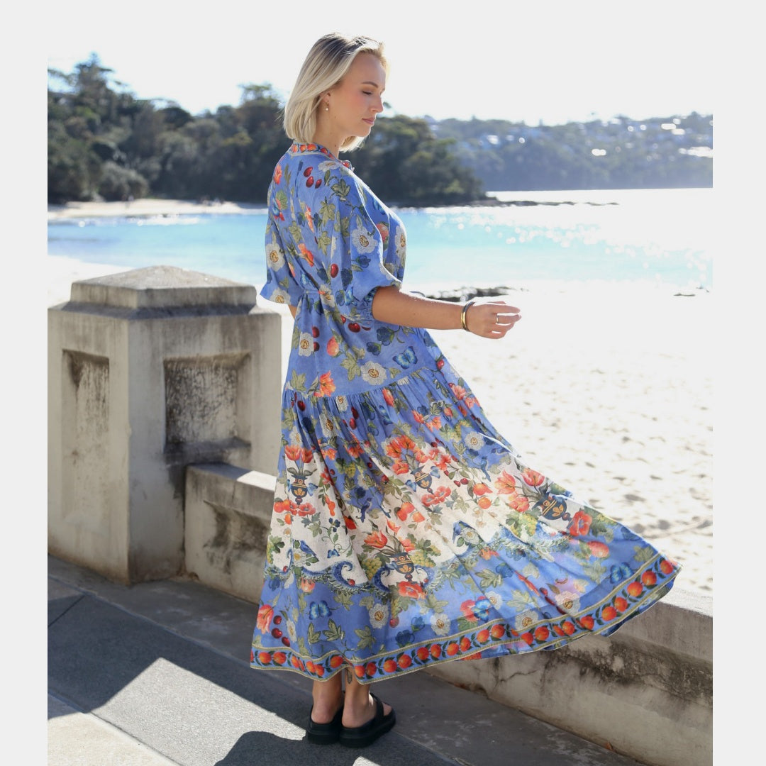 Blue Riviera Floral Maxi Dress