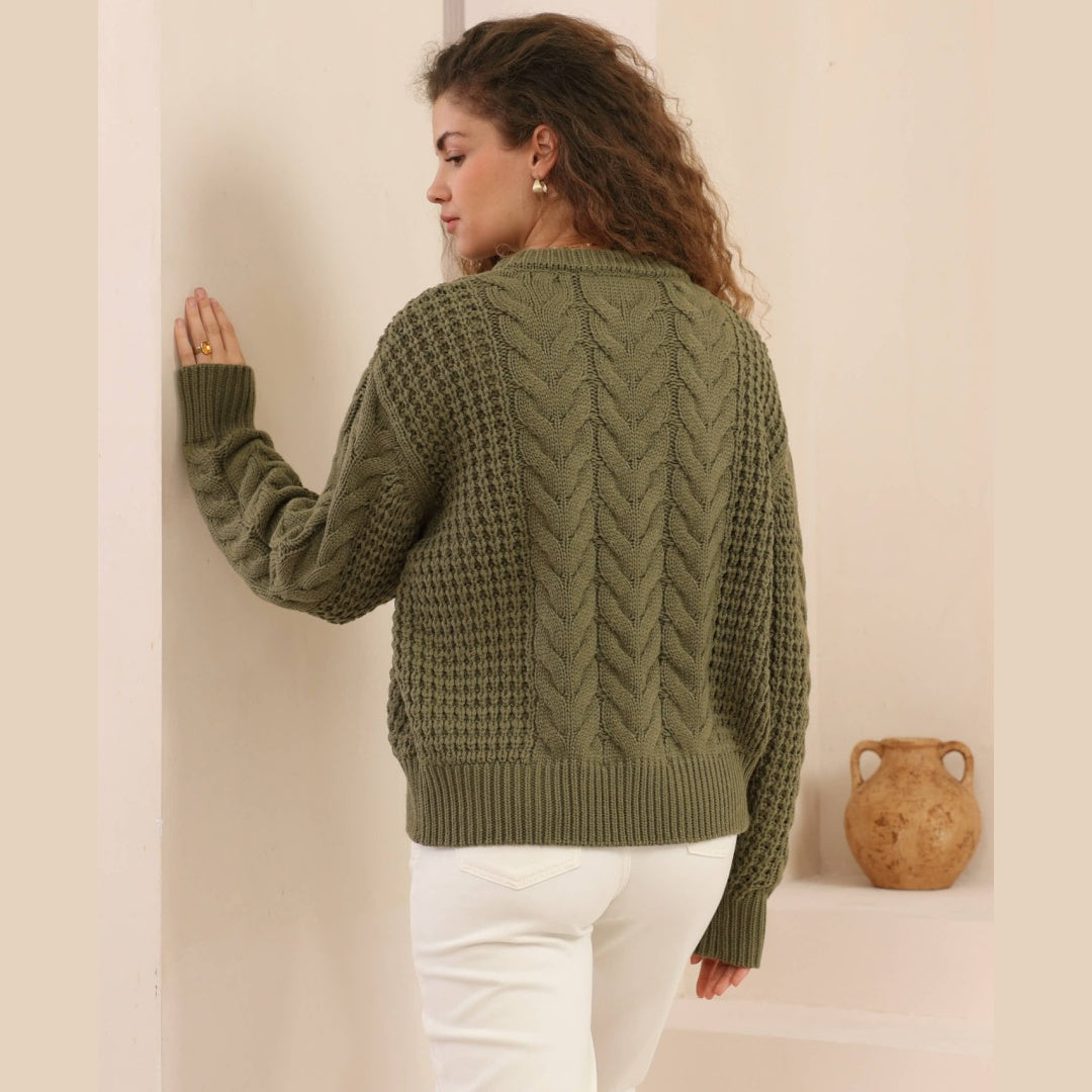 Cozy Whisper Cable Knit - Olive Grove