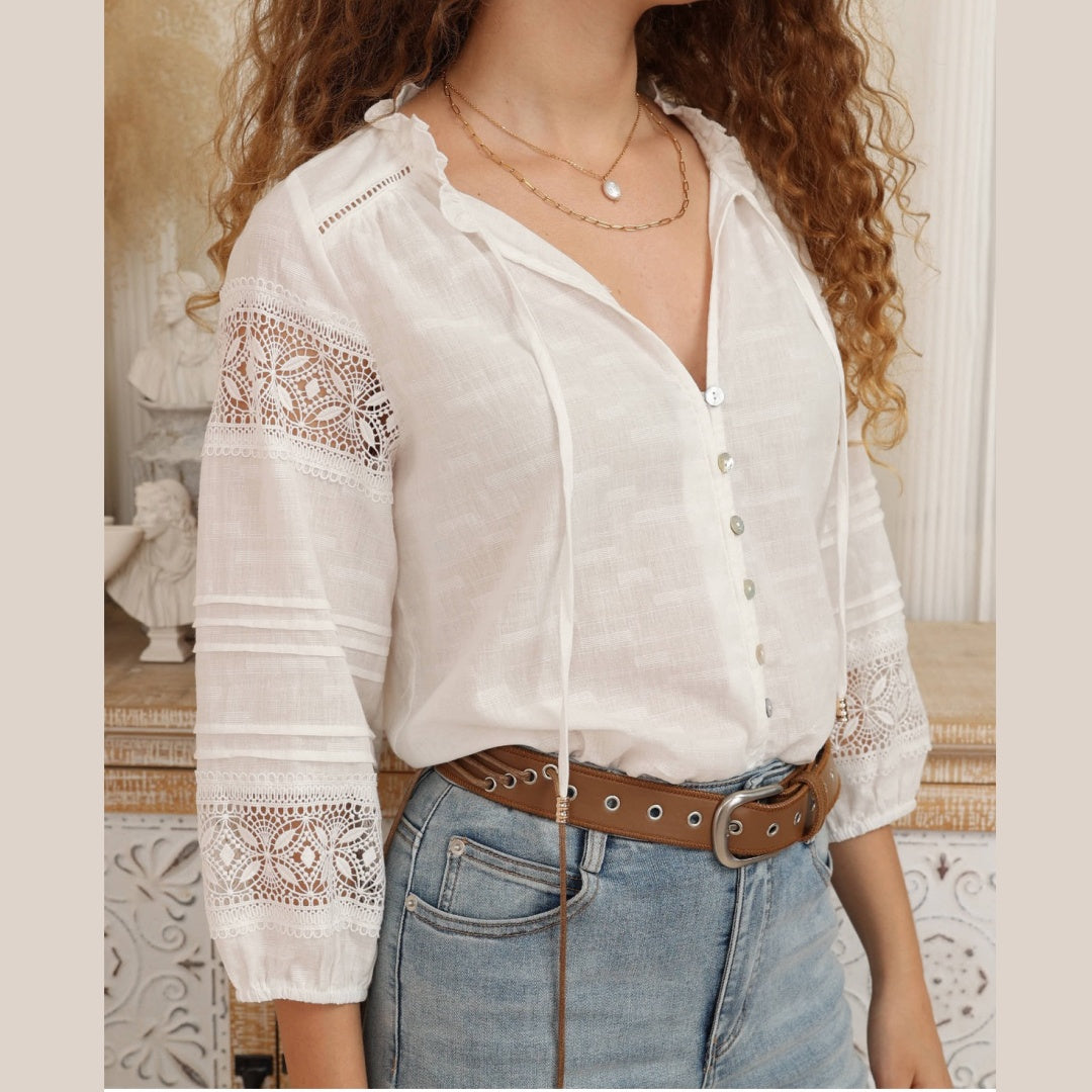 Whisper Lace Blouse-Ivory
