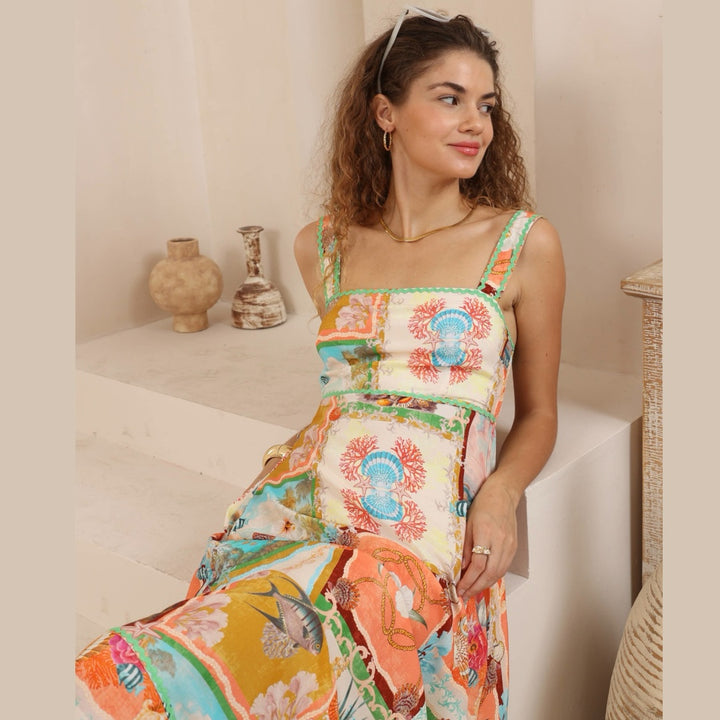 Cascade Abstract Ric Rac Maxi Dress