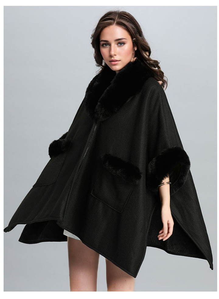 Fur Cape In Black