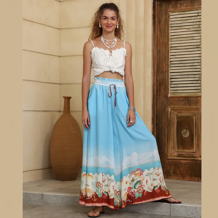 Santorini Breeze Wide-Leg Pants