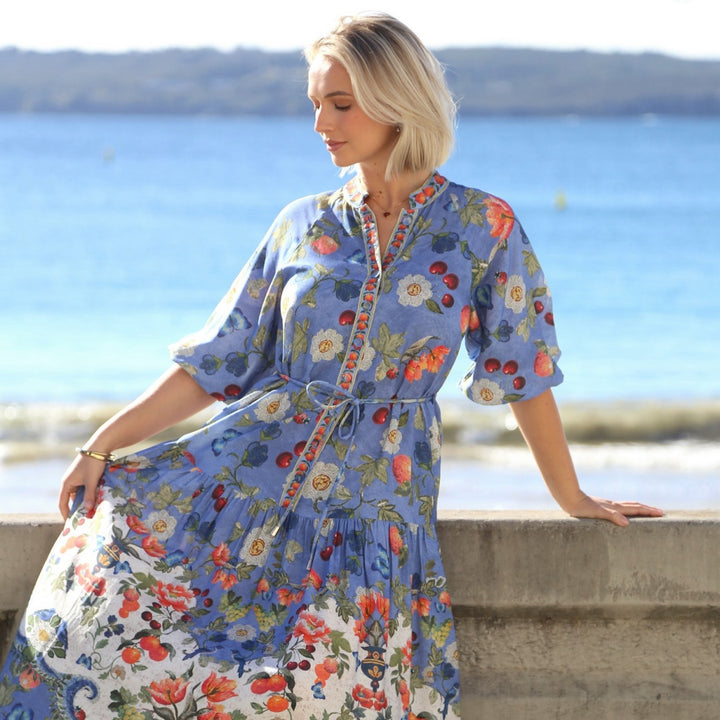 Blue Riviera Floral Maxi Dress