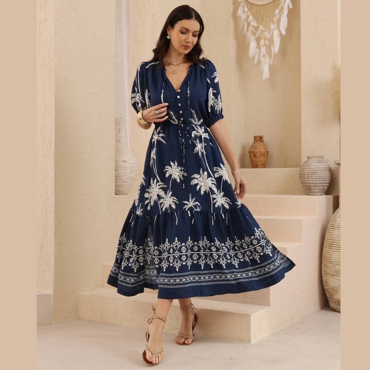 Midnight Palm Maxi Dress