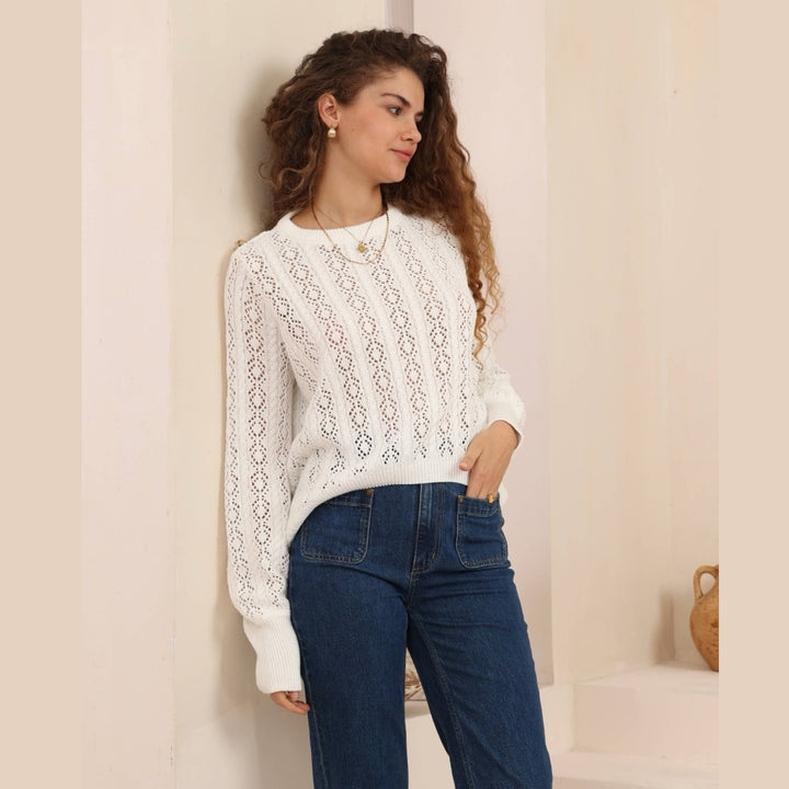 Luna Lace Knit Sweater – Ivory