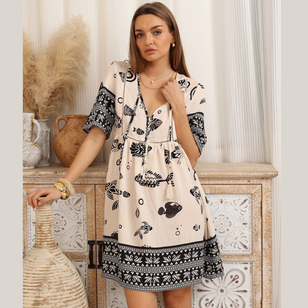 Fish-scale Babydoll Dress