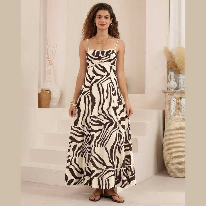 JAZ Brown Strip Maxi Dress