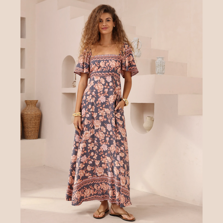 Leandra  Maxi Dress - On or Off Shoulder A-Line Dress with Pockets
