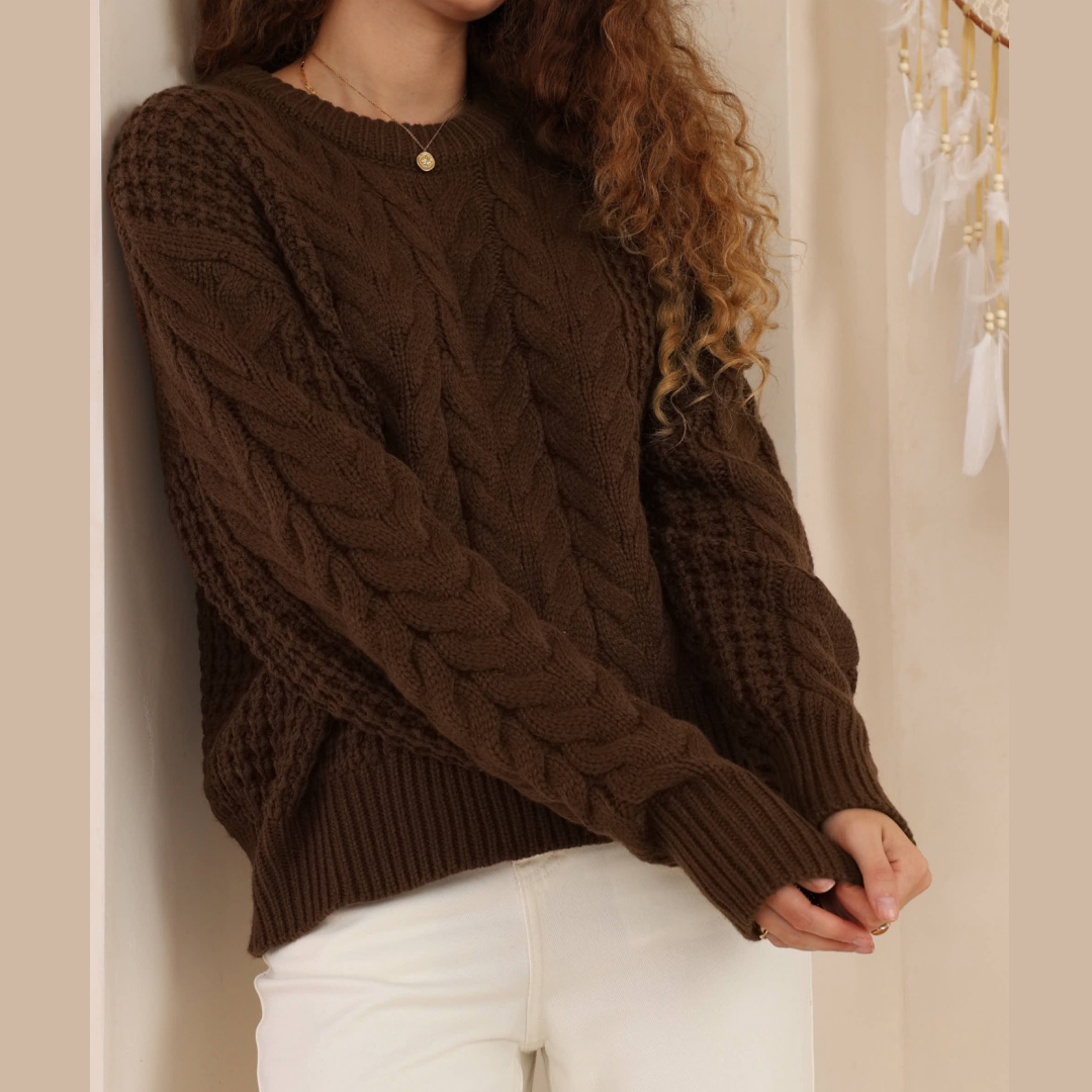 Cozy Whisper Cable Knit - Chocolate Brown