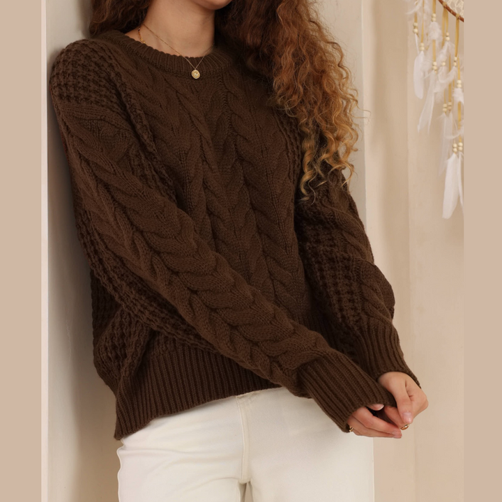 Cozy Whisper Cable Knit - Chocolate Brown