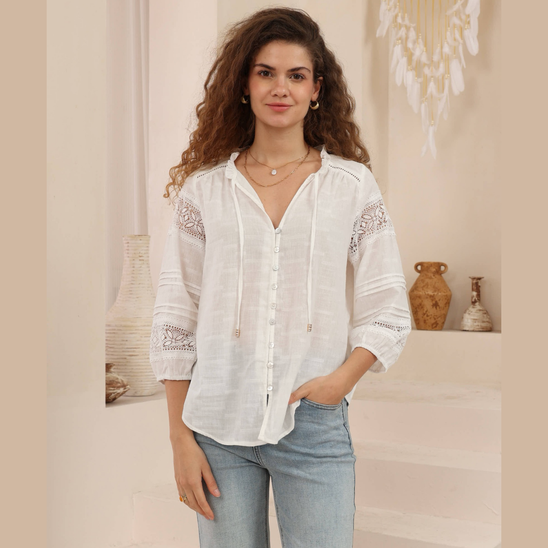 Whisper Lace Blouse-Ivory