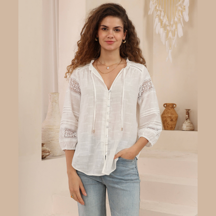 Whisper Lace Blouse-Ivory