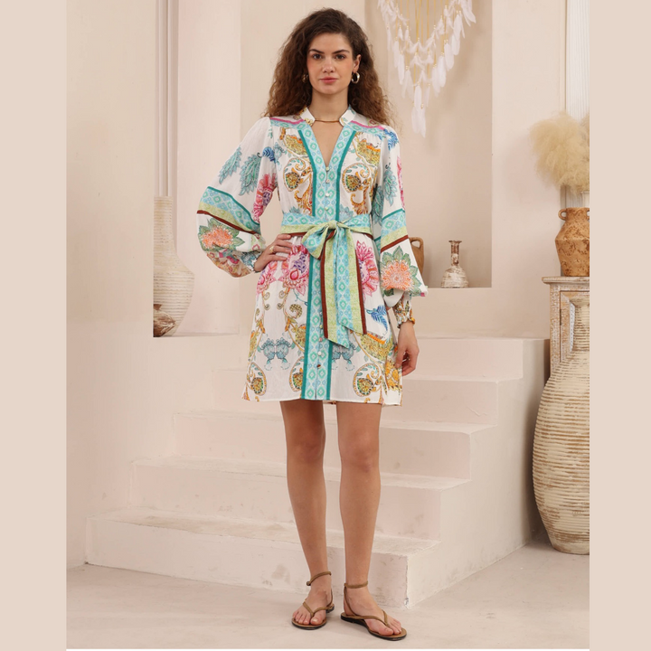 Bohemian Bloom Tie-Waist Dress