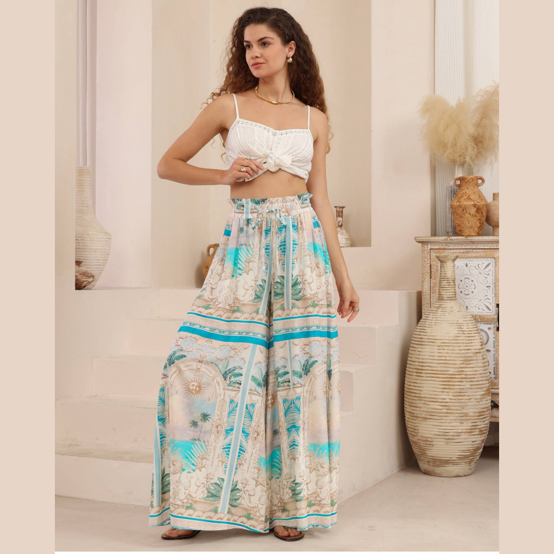 Coastal Mirage High Waisted Wide Leg Pants
