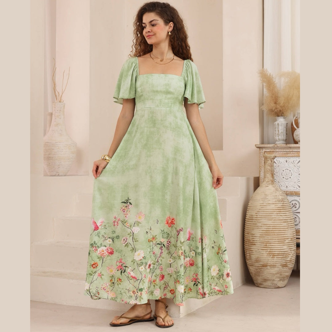 Mint Exclusive Botanical Print Maxi Dress