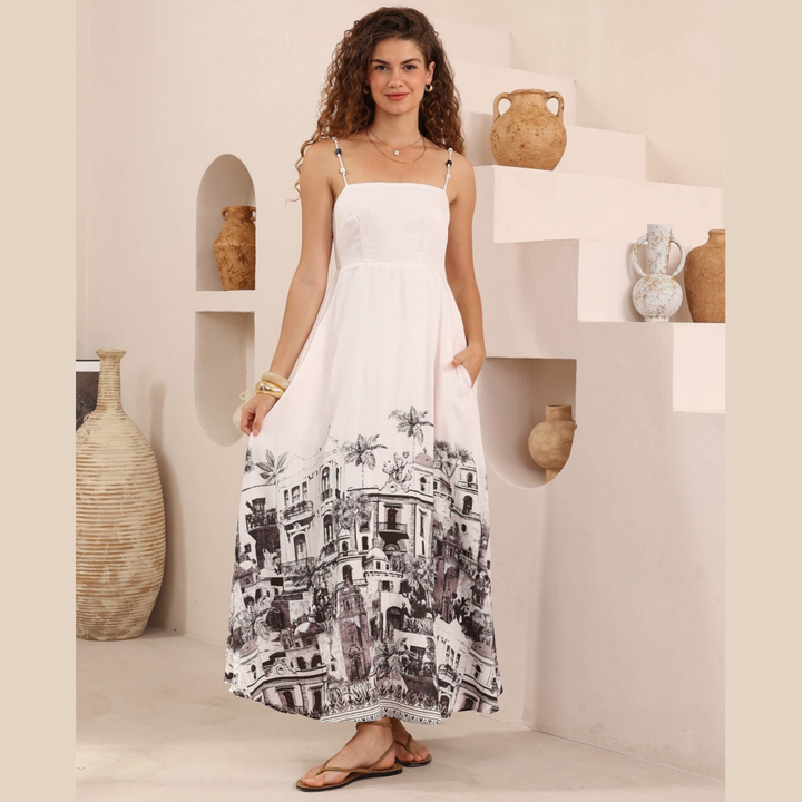 Black Abstract  Spaghetti Strap Abstract  Dress