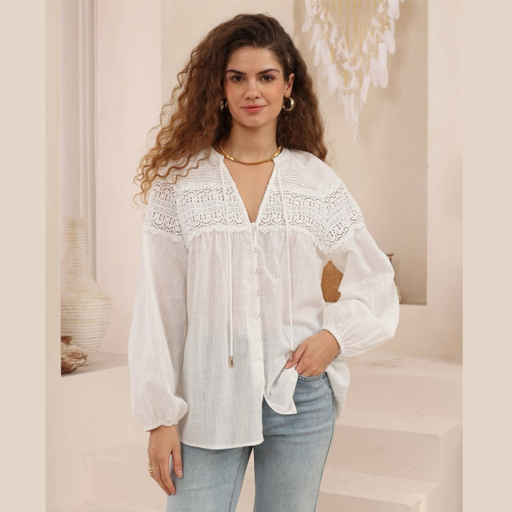 Luna Lace Blouse - White
