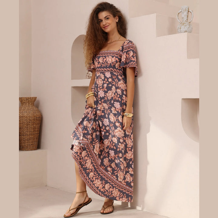 Leandra  Maxi Dress - On or Off Shoulder A-Line Dress with Pockets