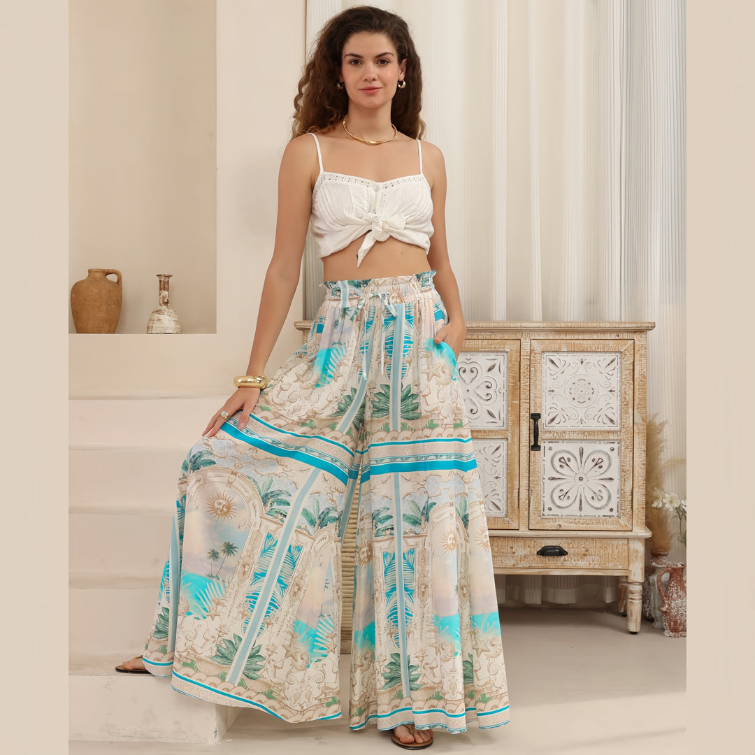 Coastal Mirage High Waisted Wide Leg Pants