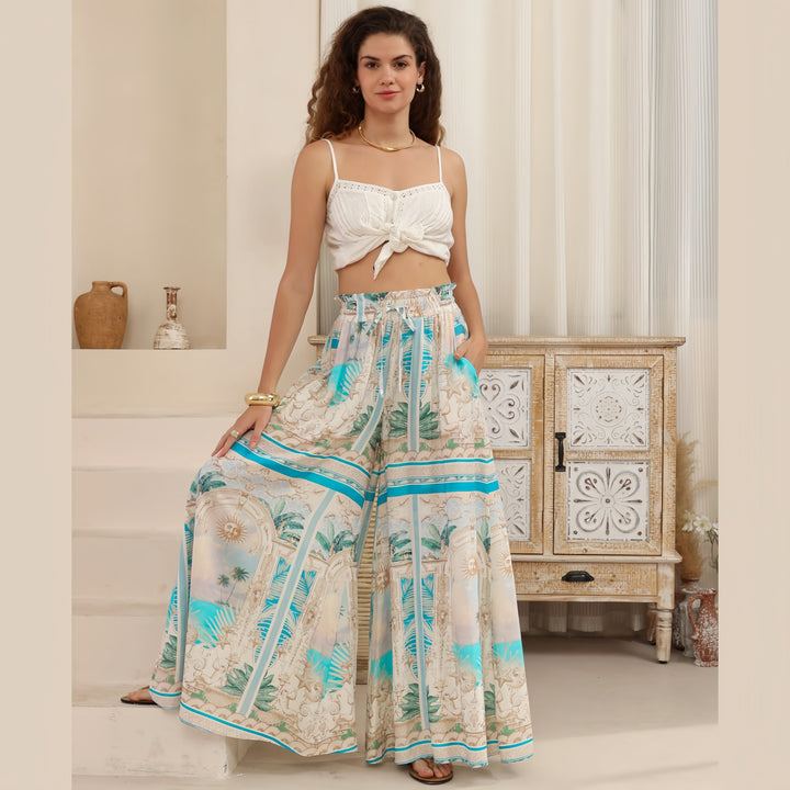 Coastal Mirage High Waisted Wide Leg Pants
