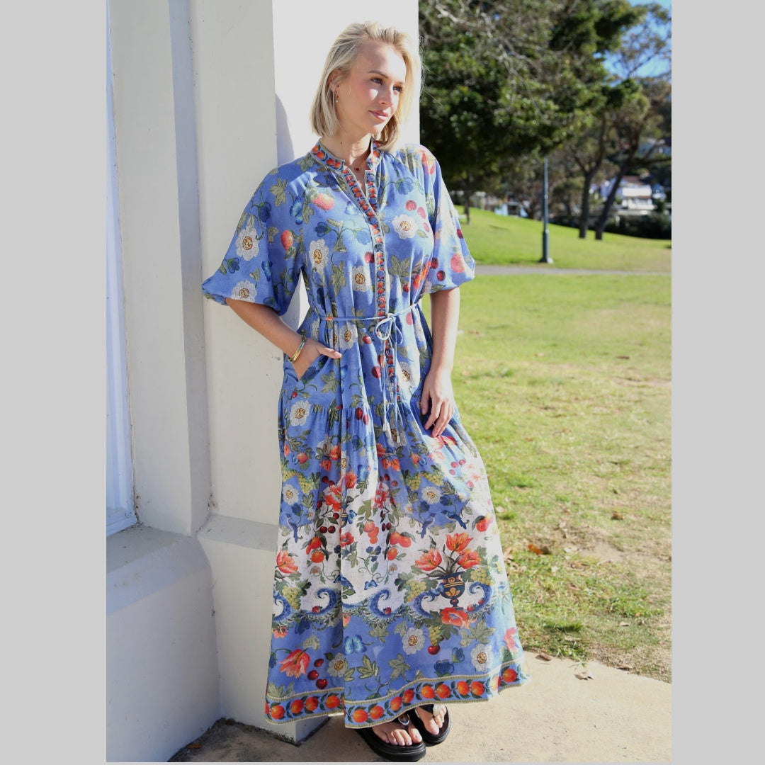 Blue Riviera Floral Maxi Dress
