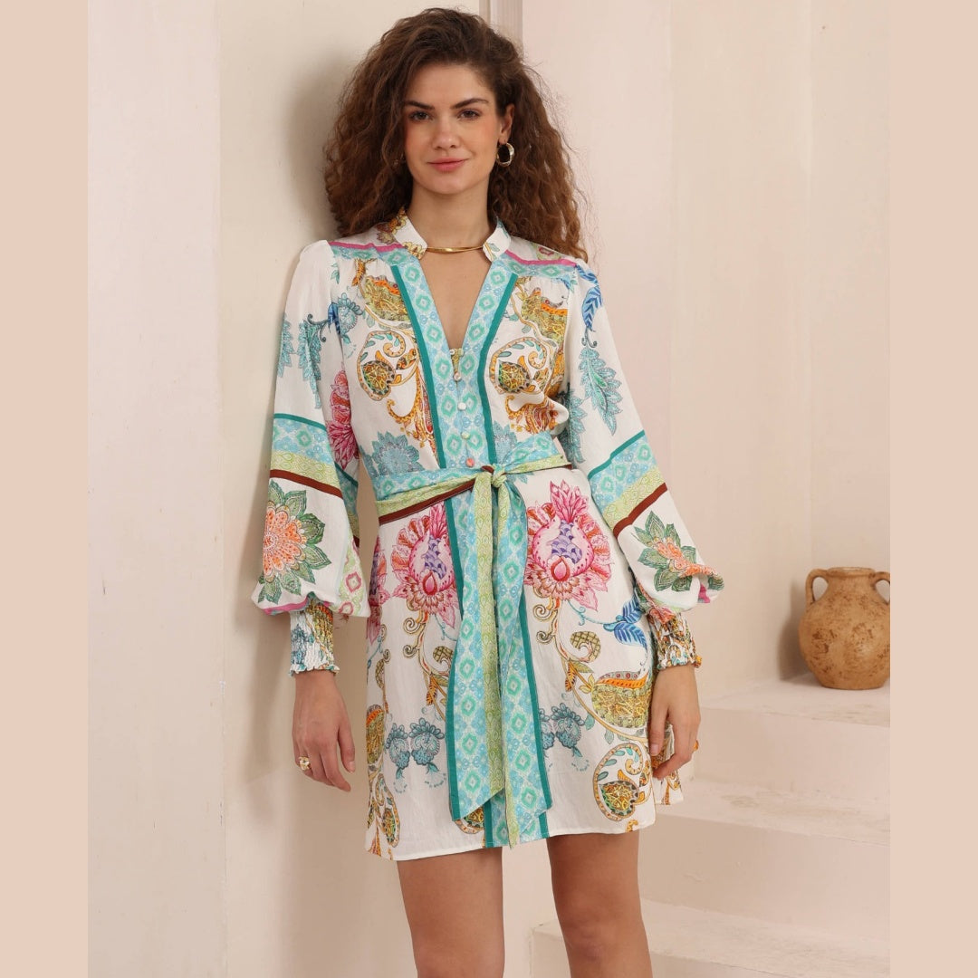 Bohemian Bloom Tie-Waist Dress