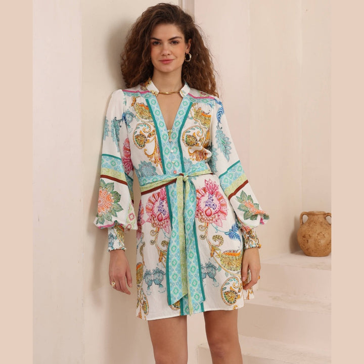 Bohemian Bloom Tie-Waist Dress