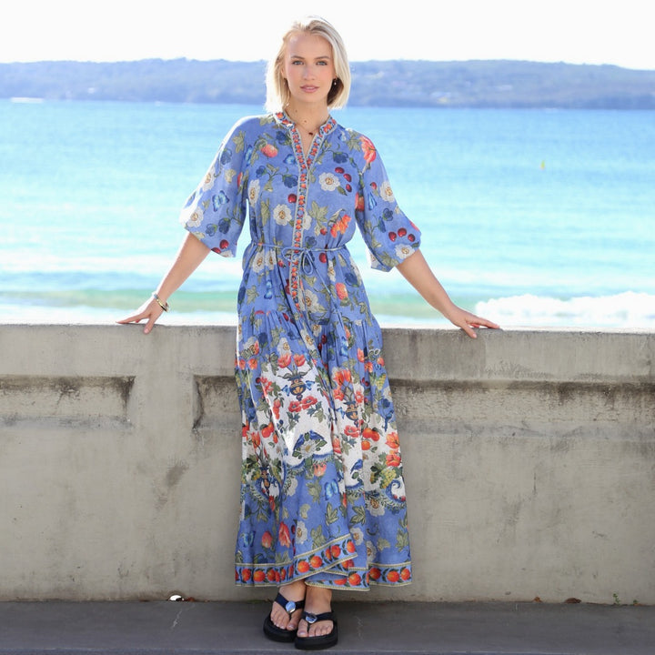 Blue Riviera Floral Maxi Dress