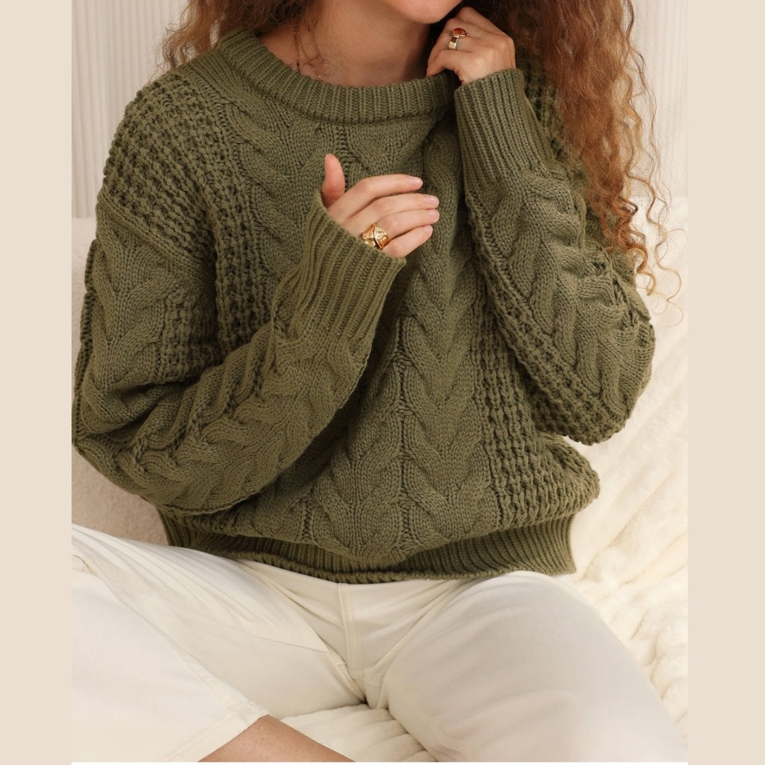 Cozy Whisper Cable Knit - Olive Grove