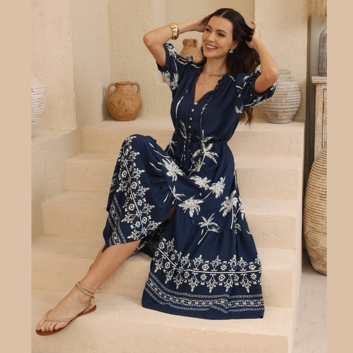 Midnight Palm Maxi Dress