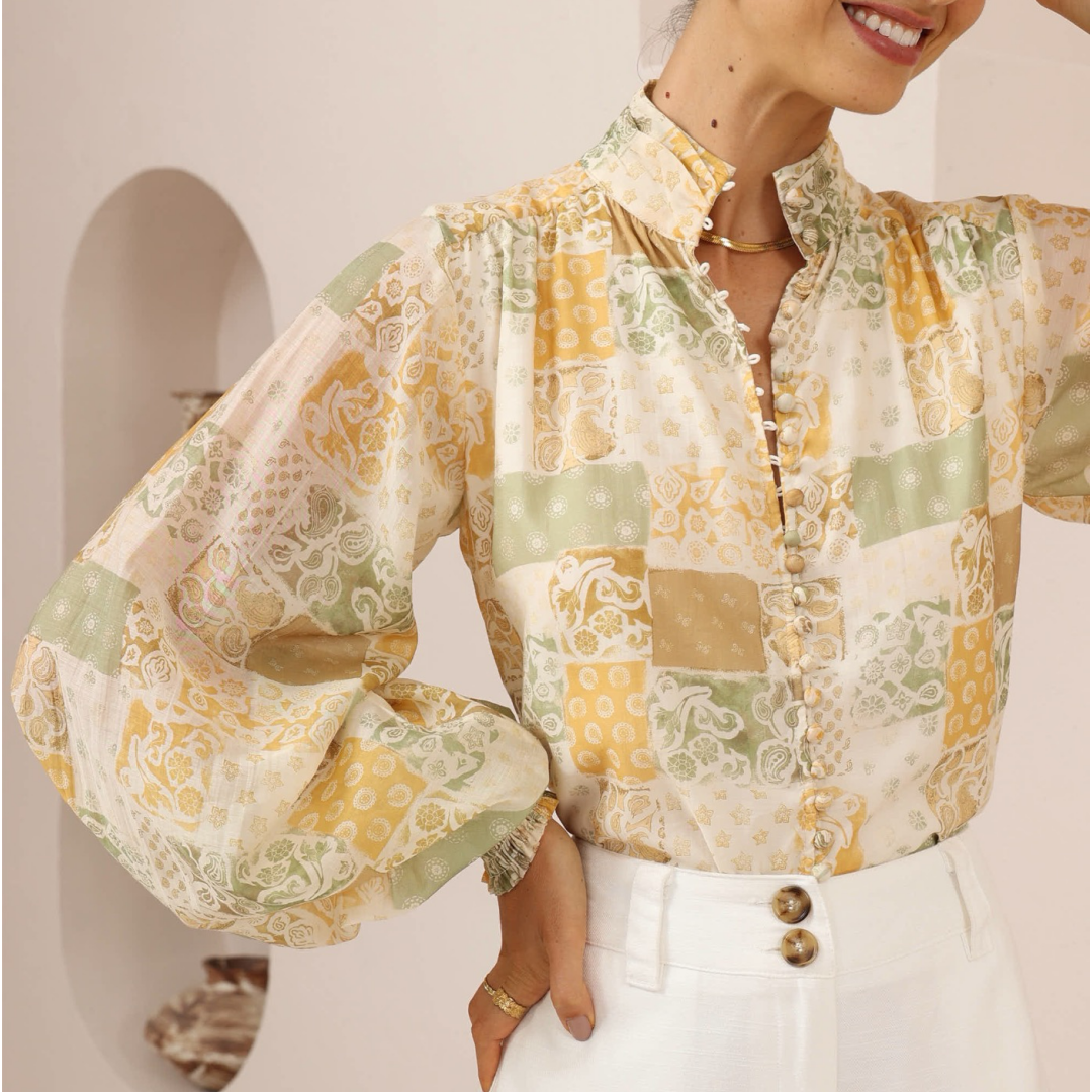 Golden Meadow Patchwork Blouse
