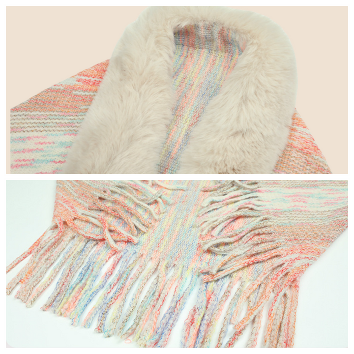 Tassel Fluffy Knit Poncho