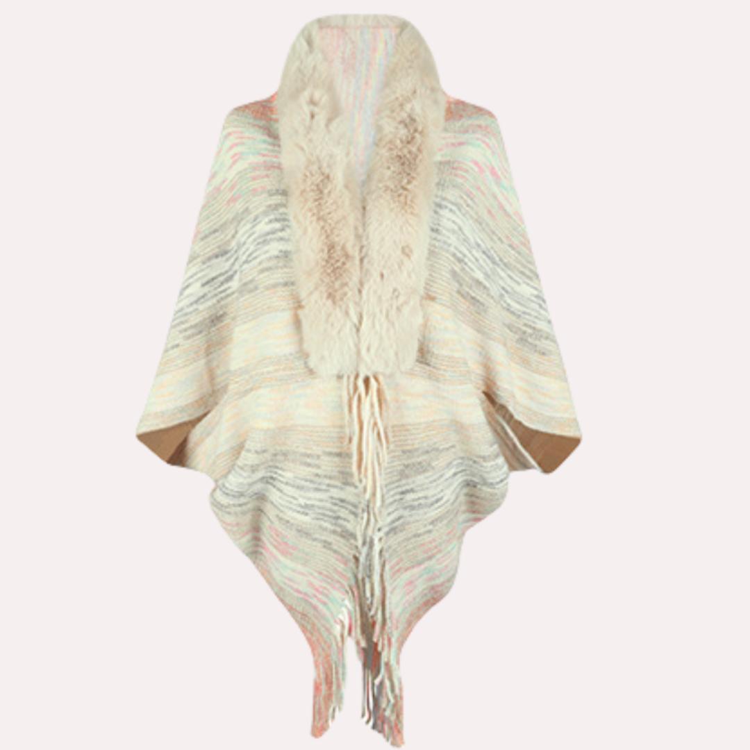 Tassel Fluffy Knit Poncho