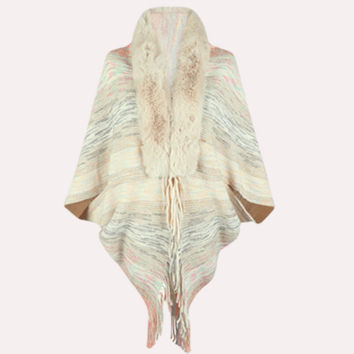 Tassel Fluffy Knit Poncho
