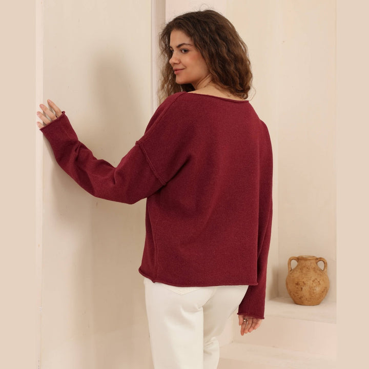 Muse On/ Off-Shoulder Knit Jumper - Maroon